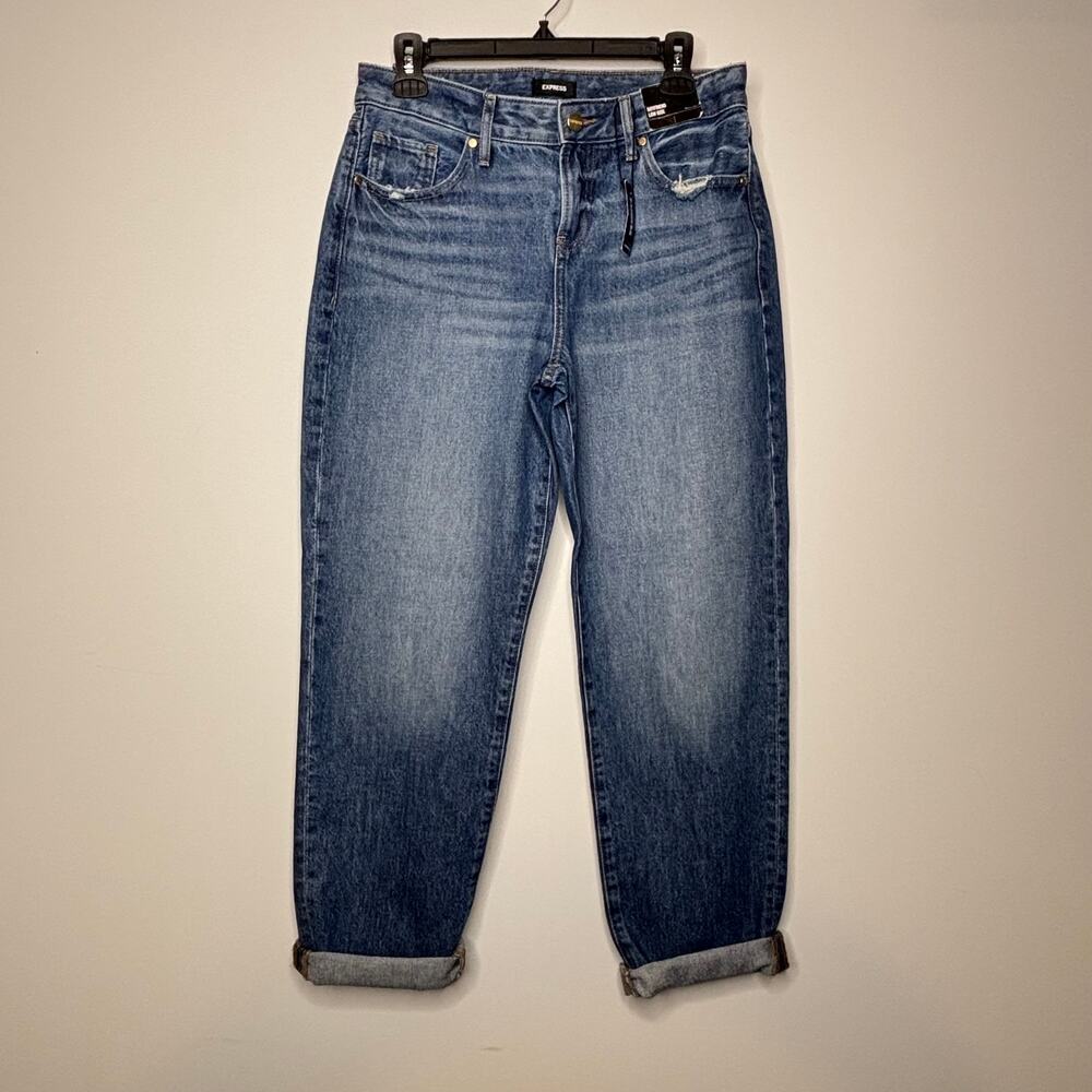 Y2K Grunge Indie  Express Boyfriend Jeans Low Rise Medium Wash Cuffed Denim 2R